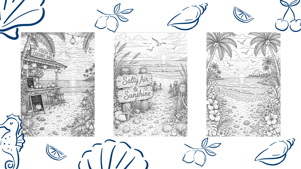Ocean Escape: Relaxing Beach Coloring Pages for Stress Relief
