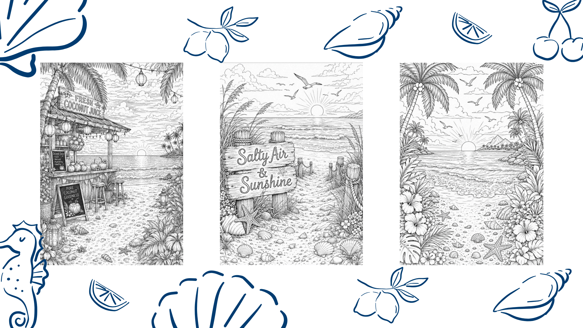Ocean Escape: Relaxing Beach Coloring Pages for Stress Relief